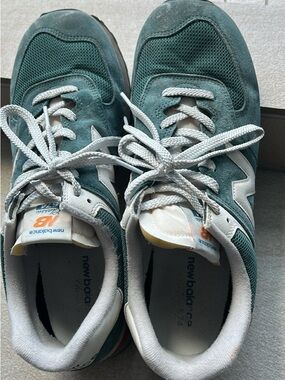 New Balance Teal Green Suede & Mesh Lace-Up Sneakers